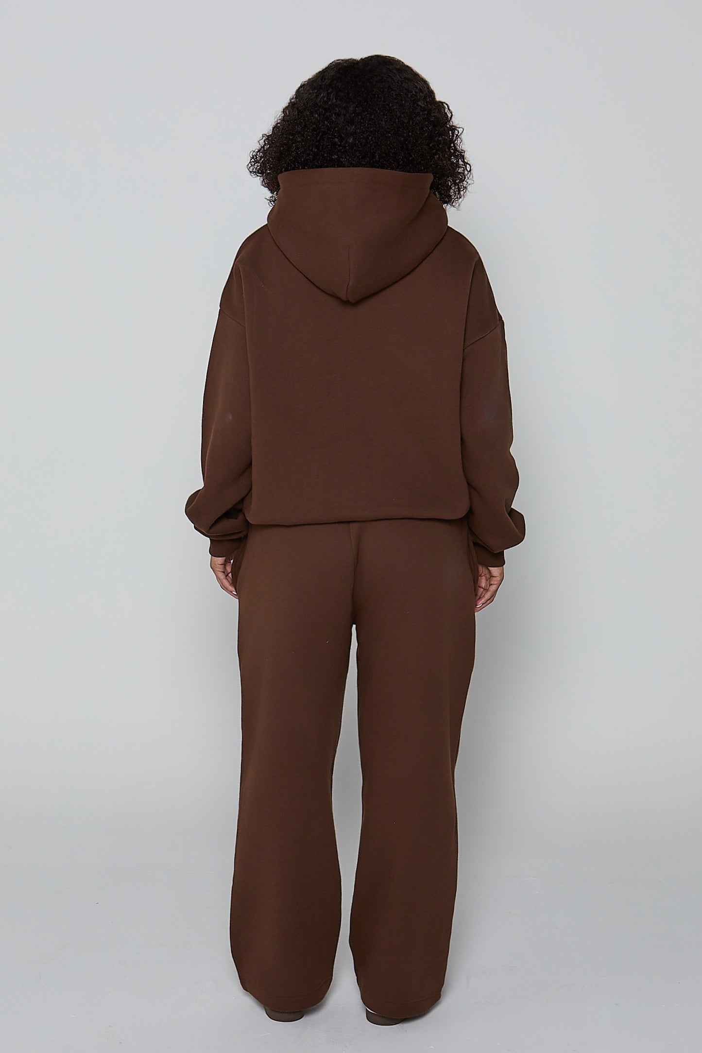 Relaxed Fit Zip Up Hoodie- Chocolate Brown