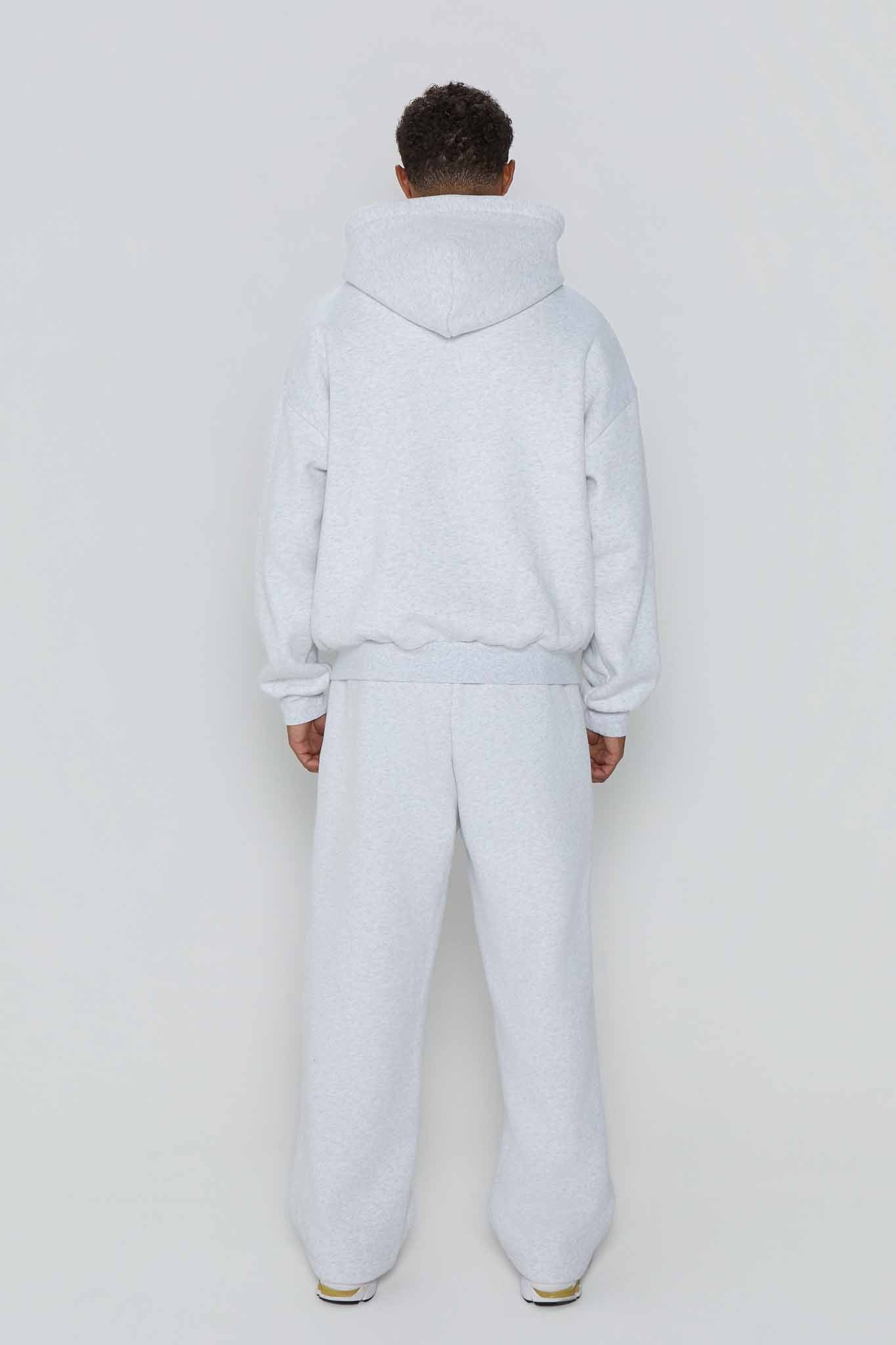 Relaxed Fit Zip Up Hoodie- Cloud Grey